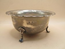 London 1903 Sterling Silver Sugar Bowl By Robert Pringle On 3 Hoofed Legs - 94gm