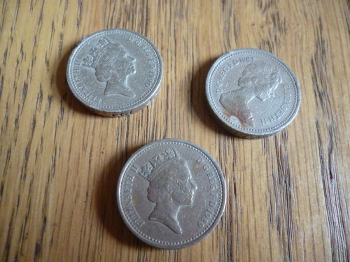 One pound old coins 3 - pound,