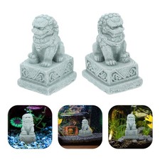 2 Pcs Fish Tank Resin Lion
