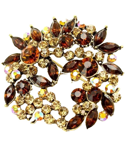 Brown crystal wreath - crystal, flower