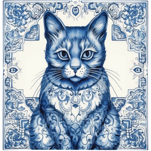 Delft tile stickers - stickers, blue