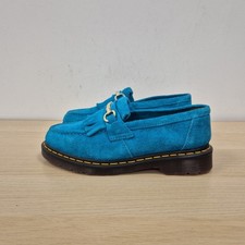 Dr Martens Adrian Blue Soft Suede Leather Snaffle Loafers Tassels Shoes Uk 8