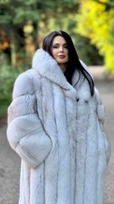 2XL Blue   Fox fur coat