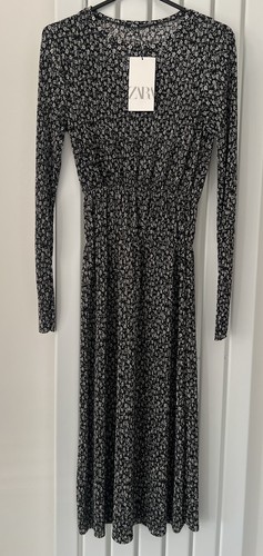 Zara black floral midi - floral, dress