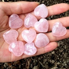 10pcs Rose Quartz Pink Heart Shaped Crystal Natural Healing Stones Worry Tumble