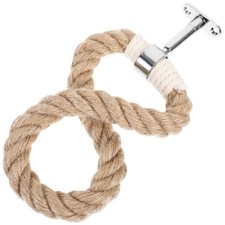  Vintage Towel Holder Jute Wooden Ring Rope Rack Racks for Bathroom