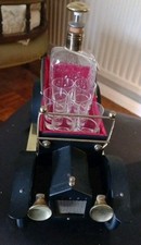 Vintage Decanter Set Musical Rolls Royce Car Design 1970s Plays "How Dry Am I"