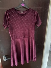 Tesco F&F girls burgundy red skater dress (13-14 years)