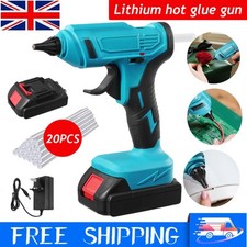 100W Cordless Electric Hot Melt Glue Gun DIY with 20x Glue Sticks Set 20V