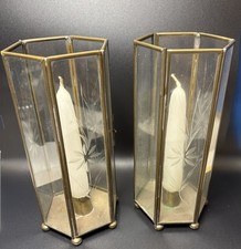 TWO Brass Lantern Candlestick