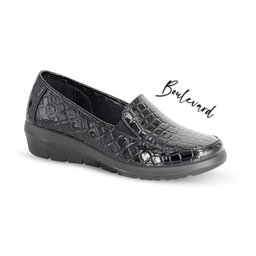 Ladies patent croc wedge - croc,