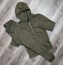 Zara Man Essential Khaki Green Full Zip Hoodie Tracksuit Used Small S Mens 
