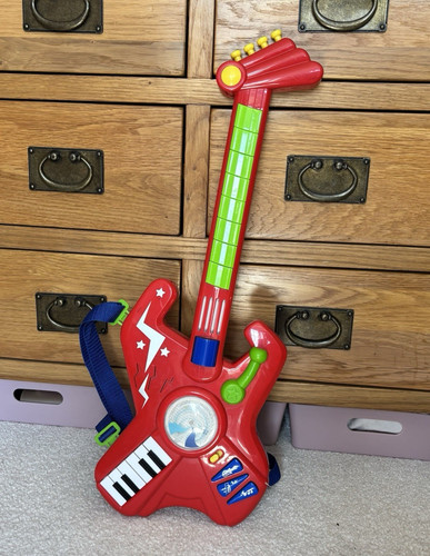 Red kids electronic toy guitar - red,