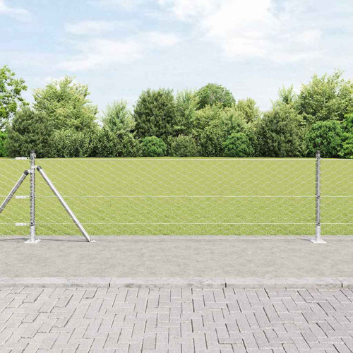 Fence post set silver steel - fence,