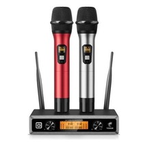 TONOR TW820 Wireless Microphones, Metal Dual Professional UHF Cordless Dynamic M