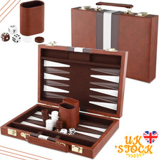 18inch Backgammon Set Travel Board Games Premium Leather Case for Adults Kids
