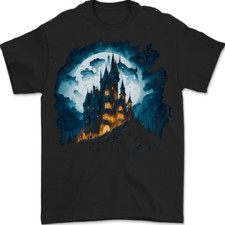 A Haunted Castle Fantasy Halloween Mens T-Shirt 100% Cotton