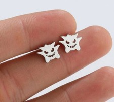 SCARY MONSTER - Pair of Stud Earrings - Hypoallergenic 316L Steel - GIFT BOXED