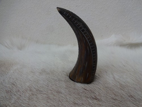 Engraved cow horn paperweight - cow,