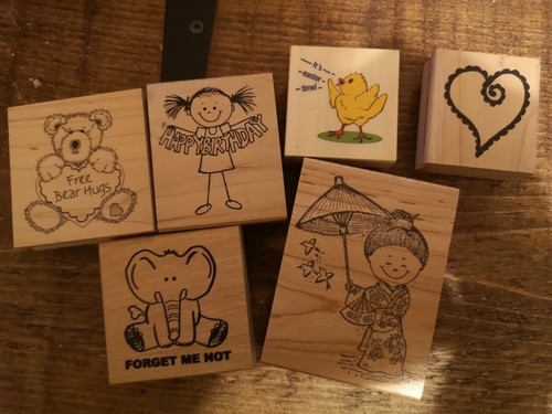 Wooden block rubber stamps - x,