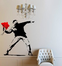 Banksy Flower Thrower LARGE. Vinyl Wall Stickers. High Quality Decal Decor. NEW