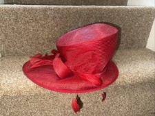 Whiteley Ladies Wedding Hat Red Colour One Size Races Formal Statement Wear ￼