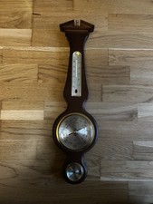 Vintage Mid Century Wooden Banjo Wall Mounted Barigo Barometer Thermometer 