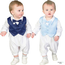  Baby Boys Christening Outfit / Christening Suit 3pc Suit Light Blue Bow Tie