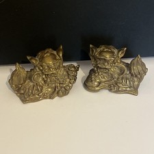 Pair Vintage Chinese Brass FU