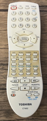 Toshiba 852 remote - ct-852, tv
