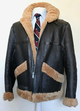 TRUE VINTAGE AVIATOR RAF FLYING SHEEPSKIN JACKET - L - HEAVY DUTY 1950s BOMBER