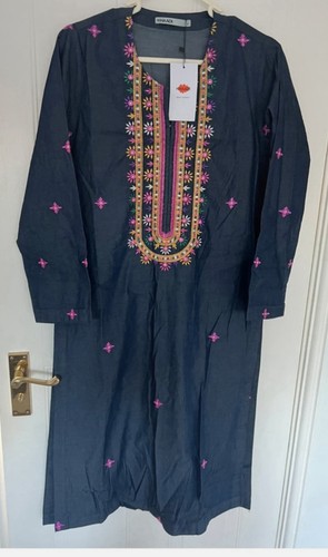 Khaadi embroidered blue kurta - khaadi,