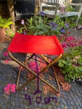 Lafuma Vintage Folding Chair Red/Gold Metal Stool