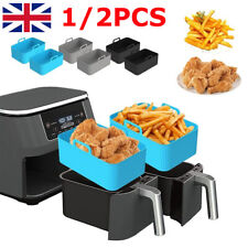 2x Silicone Pot for Air Fryer Dual Basket Liner Handle Baking Accessories Pan