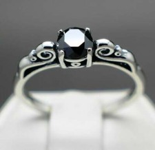 3 Ct Black Diamond Solitaire Engagement Ring With Certificate ! Christmas gift