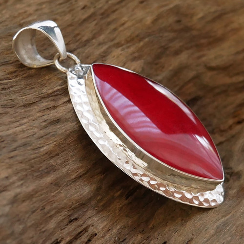 Red coral pendant - coral,