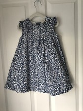 STRAWBERRY FAIRE SLEEEVELESS BLUE AND WHITE FLORAL, LINED DRESS AGE 2 YEARS