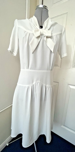 Cream crepe 1940s dress - cream,