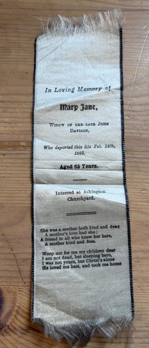 1925 silk mourning bookmark - silk,