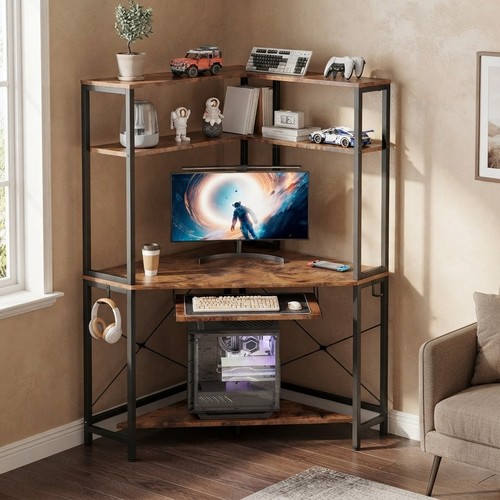 Rustic corner desk with - rustic,