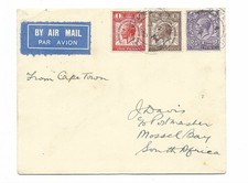 Airmail Anglesey Capetown Mossel Bay 1929 KGV MiF incl. Postal Union Congress