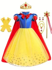 8PCS Girls Snow White Princess Costume Kids Fancy Party Dress+Accessories 4-5y