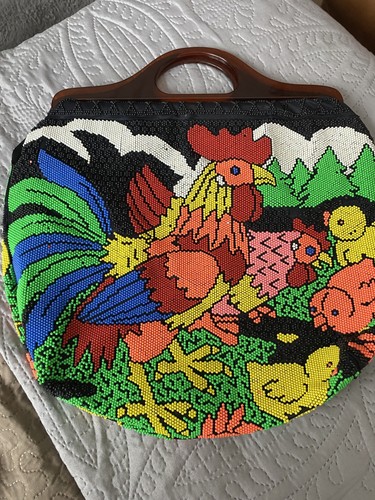 Vintage boho 1970s beaded tote - vintage,