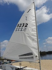 SOLO DINGHY MAINSAIL by P & B in dacron with battens and long bag, VGC  USED