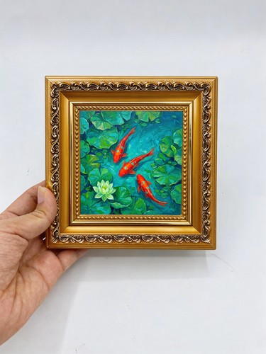 Koi fish lotus - koi, oil