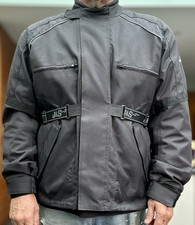 J&S Black Textile Motorcycle Jacket With Back And Elbow Armour Size XXL