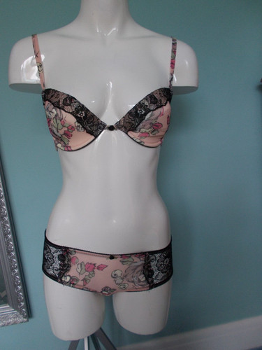 Dentelle size 32d peach black - peach, /black
