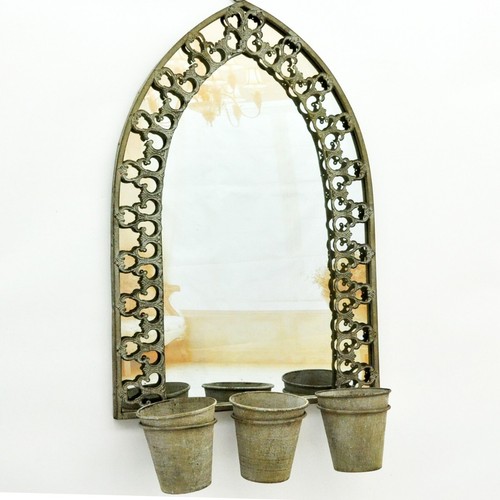 Rusty metal wall mirror with - rusty,