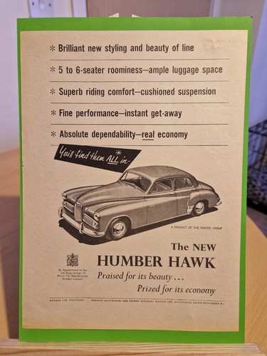 Original 1952 humber hawk - humber,