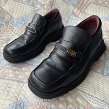 Pod Chunky Loafers Vintage UK 7 EU 40 Black 90s Y2K Leather Rubber Sole Shoes